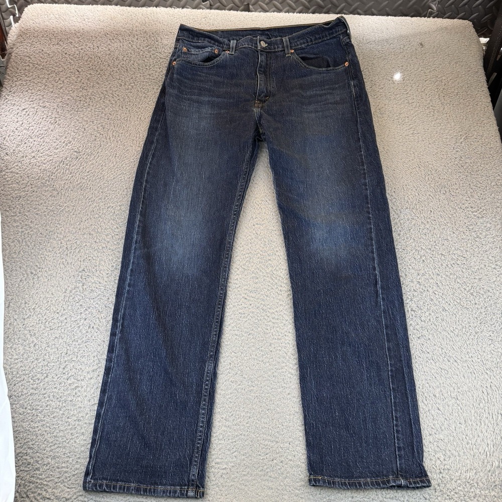 Levi's‎ Mens 505 Regular Fit Jeans Dark Wash Blue Jeans 36 x 32